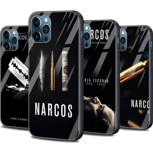 Phone case For iphone 12 11 pro max SE 12 mini xs max xR X 8 7 6S Plus Bumper glass smartphone Narcos TV Series Pablo Escobar