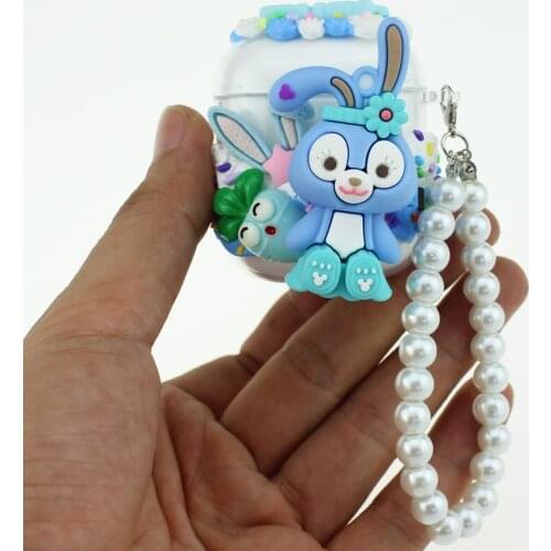 Handmade New Kawaii Airpods Pro 1 2 3 Case Rabbit Cute Cartoon Cream Cover For Girls Women Luxury With Keychain Clear Off White