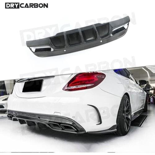For Mercedes Benz C Class W205 Sedan 4 Door C180 C200 C300 C63 2016-2019 FD FRP Carbon Fiber Rear Bumper Lip Diffuser Spoiler