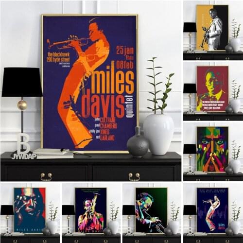 Canvas Painting Miles Davis Art Poster Jazz Music Star Kind of Blue Posters and Prints Wall Art Decoration Bedroom Home Decor