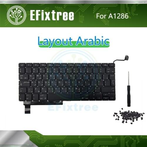 NEW Laptop A1286 Keyboard Arabic Layout For Macbook Pro 15'' A1286 Keyboard+Backlight Backlit+Screws 2009-2012 Year