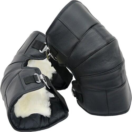 MotoLovee Leather Wool Motorcycle Warm Knee Pads Winter Windproof Motorbike Cycling Kneepads Unisex Knee Pads