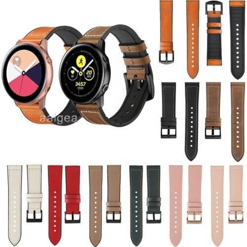 20mm Leather Silicone Watch Band Strap for Samsung Galaxy Watch Active 2 40mm 44mm Replacement Correa Wrist Bracelet straps 22mm