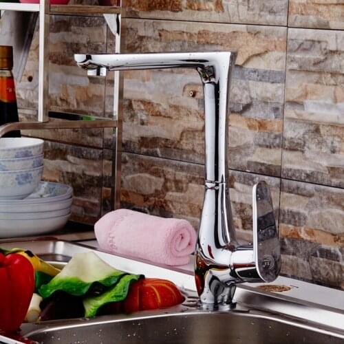 L16196 - Luxury Deck Mounted Chrome Finish Brass Kitchen Sink Mixer