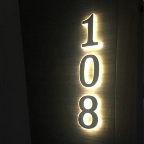 LED Black House Numbers for 3D Letter A/B/C 0/9 Outdoor Waterproof Home Hotel Door Plates Stainless Steel Customize Address Sign