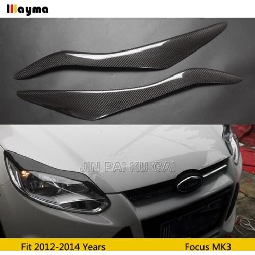 Carbon Fiber Headlight Eyebrow Cover Trim Sticker Head Lamp Eyelid For Ford Focus MK3 2012 - 2014 Focus ST Fiber glass eyebrow