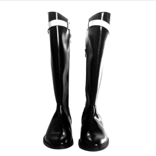 New fashion black long boots men boots genuine leather slip on men shoes buckle mens boots