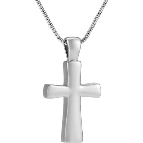 IJD9876 Stainless Steel Cross Memorial Cremation Ashes Urn Pendant Necklace Loved Human Pets Keepsake Jewelry-Engraveable