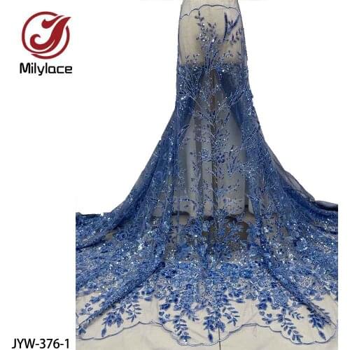 Latest French Nigerian Beads and Sequins Laces Fabric 2021 High Quality Tulle African Laces Fabric Wedding Party Dress JYW-376