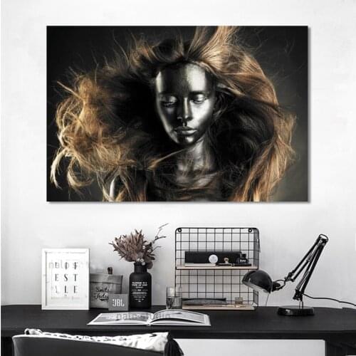 Black Gold African Nude Woman Indian Portrait Canvas Painting Posters and Print Scandinavian Wall Art Picture for Living Room