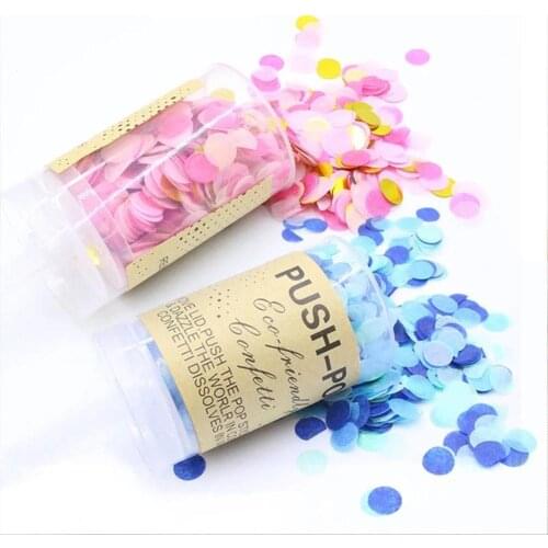 1PC Push Party Confetti Poppers For Wedding Happy Birthday Flower Mini Round Confetti Gender Reveal Party Decoration