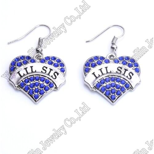 LIL SIS Crystal Adorned Heart Shaped Pendant French Hook Earrings