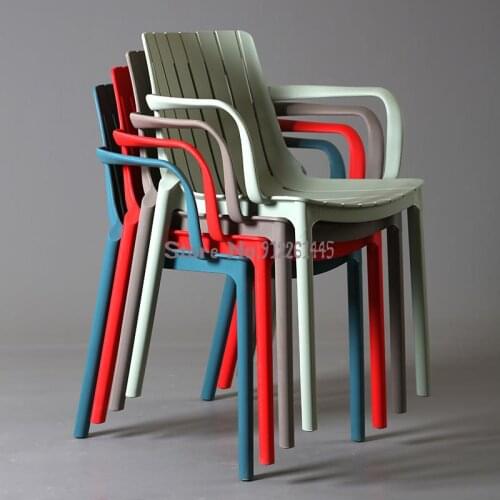 Nordic Plastic Chair Backrest Household Plastic Leisure Outdoor Chair Thicken Cafe Meal Hollow Stackable Armrest