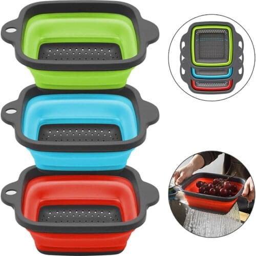 Folding Drain Basket Plastic Strainer Drain Filter Vegetable Fruit Food Drainer Organizer Collapsible Colander Bowl Sink Basket