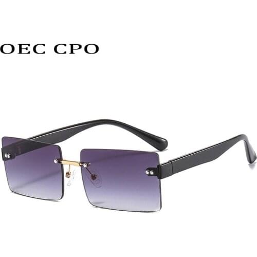 OEC CPO Fashion Rimless Sunglasses Women Retro Gradient Square Sun Glasses For Female Personality Party Eyewear Shades Eyewear