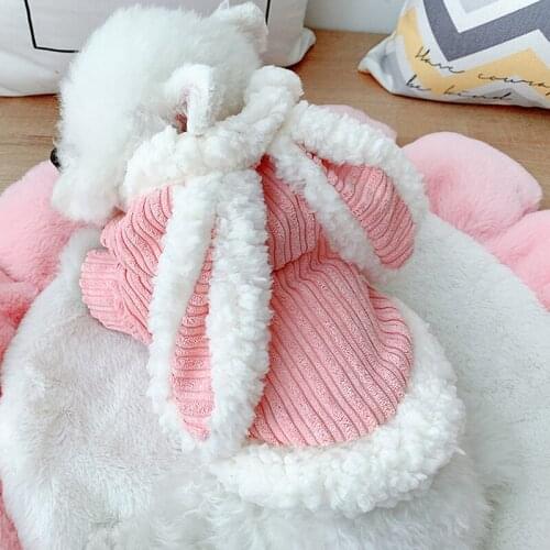 Pet Warm Clothes Cute Costume Rabbit Design 2-legged Cotton-padded Autumn Winter Coat For Dog