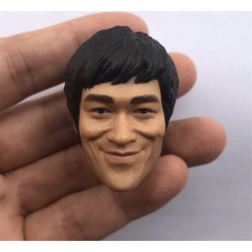 In Stock For Sale 1/6th Kung Fu Bruce Lee Superstar Smile Face Classical Version Head Sculpture For Usual 12inch Action Figure