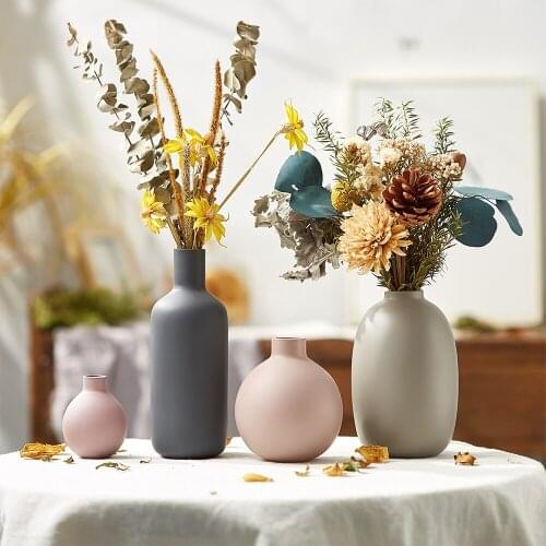 Nordic Home Decoration Vase Morandi Style Glass Glaze Dried flowers Decor Vases Suit for Living Room Arrangement Crafts Gift