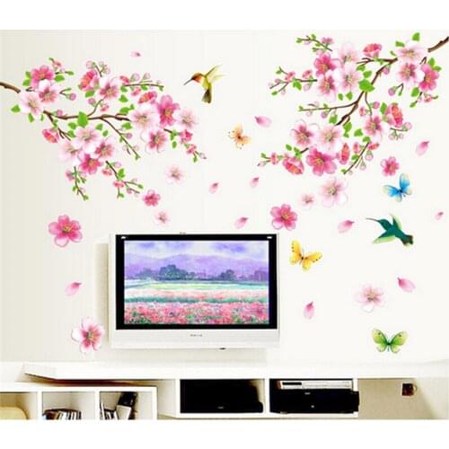 Cherry Blossom flower Wall Stickers Waterproof living room bedroom Wall Decors Murals poster