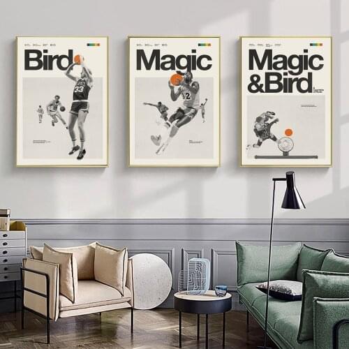 Bird Magic Poster Basketball Canvas Painting Players Art Print Nordic Photography Wall Picture For Living Room Home Decor