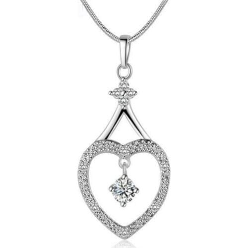 High-end fine 925 zircon jewellery necklace short necklace love hollow design heart-shaped pendant female holiday gift