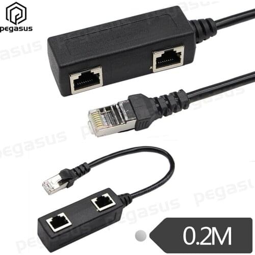 0.2 Meters 1 RJ45 Male to 2 RJ45 Female High Speed Network Extension Y Splitter Cable