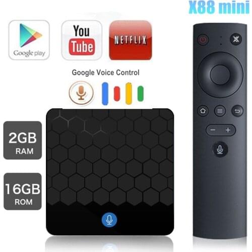 X88 Mini RK3328 Quad-Core 64bit Cortex-A53 Android TV 7.1 Voice Control 2GB 16GB 2.4G Wifi Set Top Box