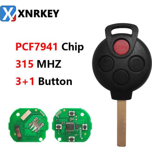 Remote Car Key Keyless Entry Fob 3+1/4 Button for Mercedes Benz MB Smart Fortwo 315MHZ 7941 Chip KR55WK45144 2005 - 2015