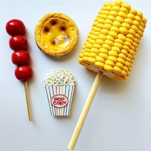 Egg Tart Corn Popcorn Beijing Candied Haw 3D Resin Fridge Magnets Tourism Souvenirs Refrigerator Magnetic Stickers Gift