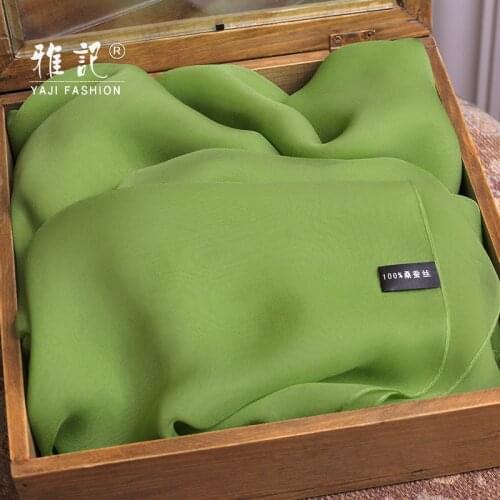 100% Real Silk Scarf Women Green Silk Shawls Wraps for Ladies Natural Silk chiffon thin Scarf Solid Neckerchief Foulard Femme