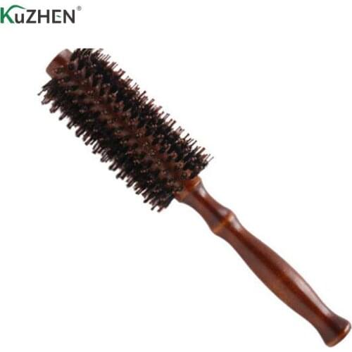 1 Pcs Wooden Round Hairdressing Hairbrush 3 Size Available Antistatic Heat Resistant DIY Boar Bristle Hair Curl Brush Salon