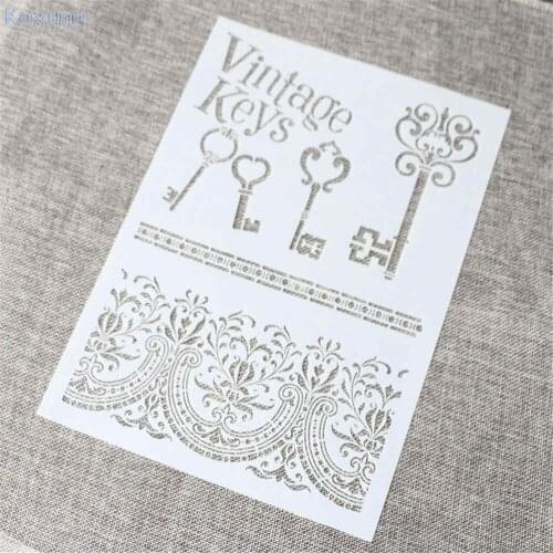 Vintage Lace Frame Keys Craft Layering Stencils For Walls Painting Scrapbooking Stamping Stamp Album Decorative Embossing
