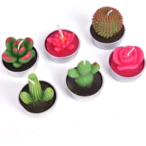 1Pc Creative 3D Cactus Candles Simulated Plants Smokeless Scented Candle Valentine Day Gift Party Ornament Home Decoration