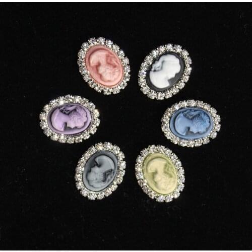 10pc/lot 25*20mm button metal rhinestone button oval flat shape wedding hair bow garment Flower Center DIY accessories Handcraft