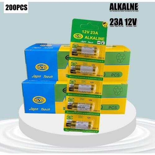 200Pcs 23A dry alkaline batteries 12v 23AE MS21 A23 V23GA VR22 MN21 L1028 N Size battery Car remote control key Batteries