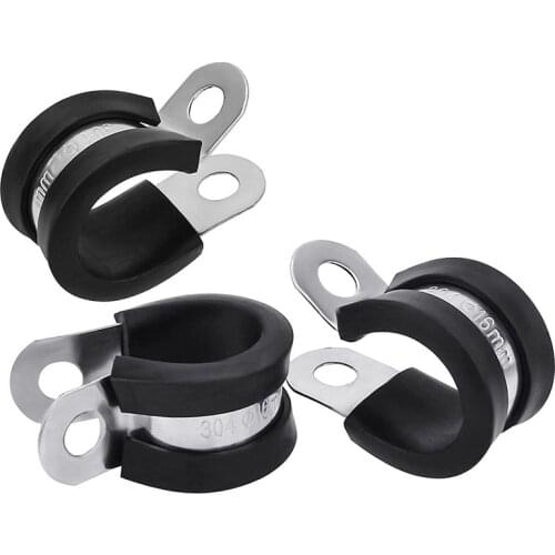 22 Pcs 3/8 Inch/10mm Stainless Steel Cable Clamp, Rubber Cushioned Insulated Clamp, Metal Clamp, Tube Holder