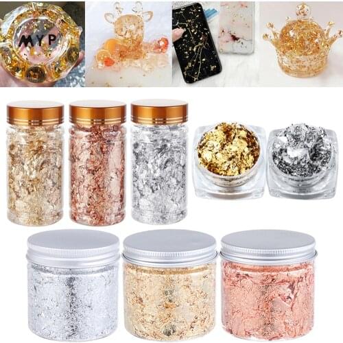 3/5/10g Shiny Gold Leaf Flake Resin Mold Fillings Decoration Gold Foil Filling Materials Gilding Jewelry Making Decor Supplies
