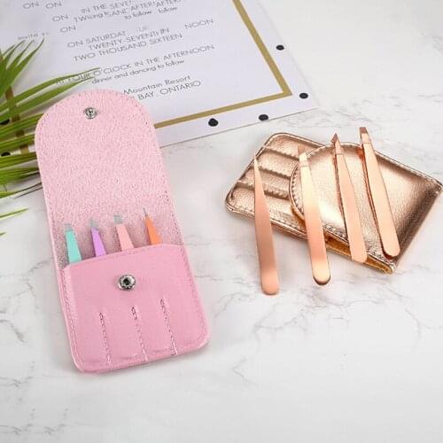 4pcs Tweezers Eyebrow Tweezer Set Stainless Professional Eye Lashes Extension Tweezers Eyebrow Tongs Scissors Cosmetic Tools