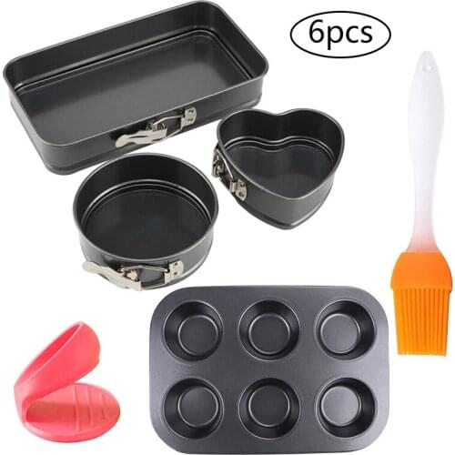 6Pcs/Lot Baking Tools Non-Stick Metal Square Round Heart Shape Cakes Pan DIY Cake Mold Bakeware Kitchen Gadgets