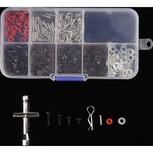 RC Car M3 M4 Hexagon Socket Head Cap Screws Spring Washer R Clip Pins Socket Spanner Set for 1/10 Bigfoot HSP 94188/94123/94111