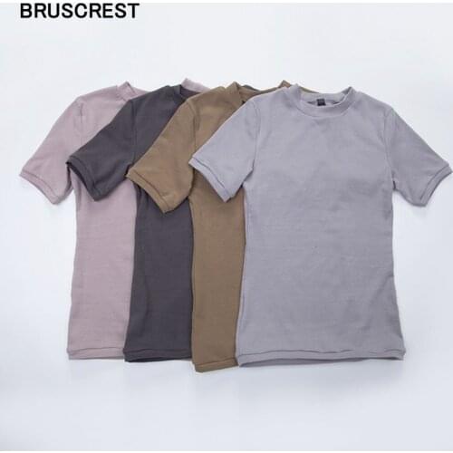 Женские хлопковые футболки BRUSCREST China At AliExpress