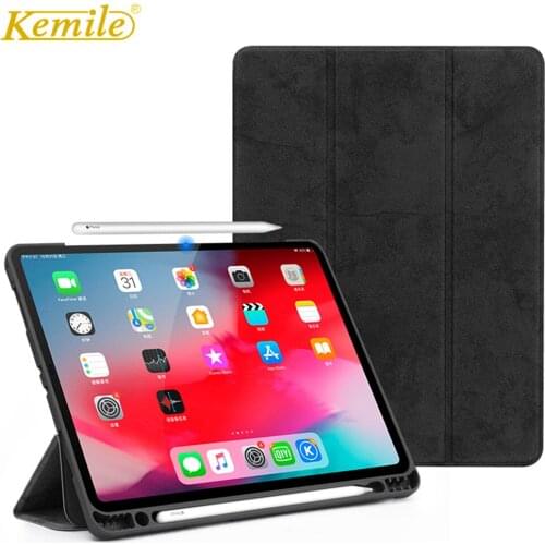 Kemile for iPad Pro 11 Case W Pencil holder Auto Sleep Wake up Stand Cover For iPad Pro 11 inch 2018 Case Support Attach Charge