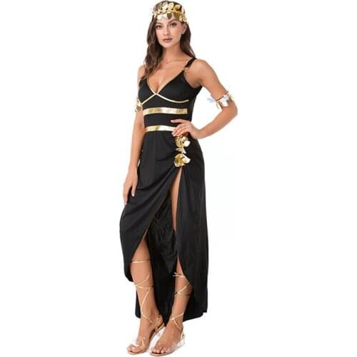 Black Woman Egyptian Pharaoh Cleopatra Cosplay Halloween Female Queen Goddess Costumes Carnival Purim Role Play Show Party Dress