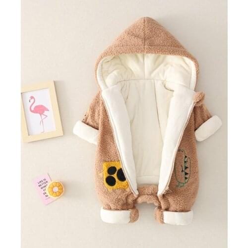 Baby Winter Snowsuit Plus Velvet Thick Baby Boys Jumpsuit For Kids 0-2 Years Newborn Romper Baby Girls Overalls Toddler Coat