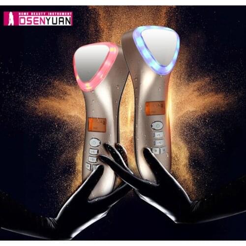 EMS Hot Cool Facial Massager LED Photon Anti Aging Skin Rejuvenation Beauty Machine Sonic Vibration Face Tightening Apparatus