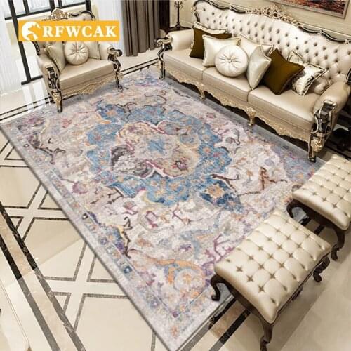 European Geometric Abstract Living Room Bedroom Carpet Persian Minimalist Decoration Sofa Coffee Table Non-slip Dust-free Mat