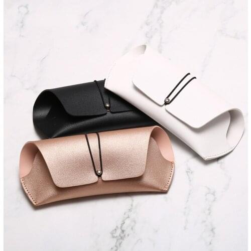 Fashion Hot Sale Men Women Portable Glasses Case Elastic Drawstring Handmade Glasses Case PU Leather Fold-able Glasses Box