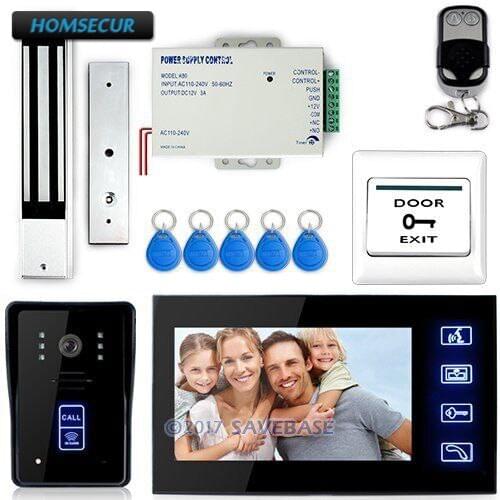 HOMSECUR 7" Door Phone Doorbell Touch Key 7" Lcd Video Ir Camera Electric Magnetic Lock RFID