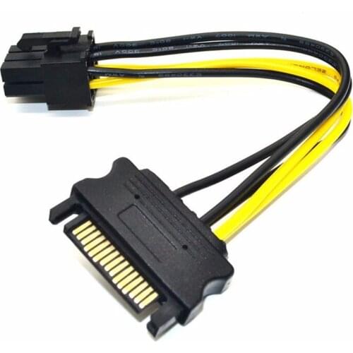 6pcs SATA Power Cable For Riser Card 15 Pin To 6 Pin PCI EXPRESS PCI-E Sata Graphics Converter Adapter Video Card Power Cord