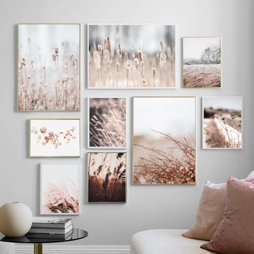 Pastoral Scenery Picture Grass Flower Plant Poster Landscape Wall Art Canvas Painting Nordic Modern Print for Living Room Design